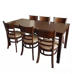Bàn ăn cabin 6 ghế màu nâu - BA 10