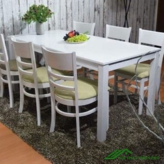 Bàn ăn cabin 6 ghế màu trắng - BA 09