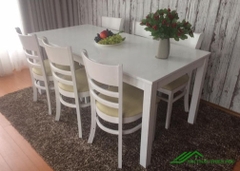 Bàn ăn cabin 6 ghế màu trắng - BA 09