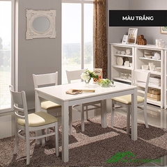 Bàn ăn cabin 4 ghế màu trắng - BA 07