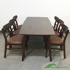Bàn ăn mango nâu 6 ghế - BA 15