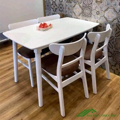 Bàn ăn mango trắng 4 ghế - BA 13