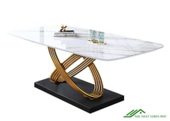 Bộ Bàn Ăn Mặt Đá Chân Inox Mạ Vàng Độc Đáo - BA 77