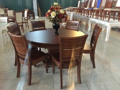 Bộ Bàn Ăn Tròn 6 Ghế Gỗ Tự Nhiên - BA 48