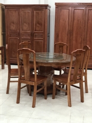 Bộ Bàn Ăn Tròn 6 Ghế Gỗ Tự Nhiên - BA 48