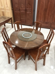 Bộ Bàn Ăn Tròn 6 Ghế Gỗ Tự Nhiên - BA 48