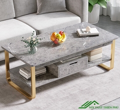 Bàn trà, Bàn sofa chữ nhật mặt đá 2 tầng - BT 78