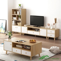 Bàn trà sofa melamine chân sồi đẹp - BT 65