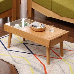 Bàn trà gỗ sồi dáng cao phong cách Bắc âu - BT 44