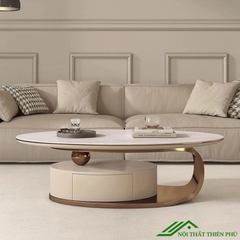 Bàn trà hình elip mặt đá tinh tế - BT 80