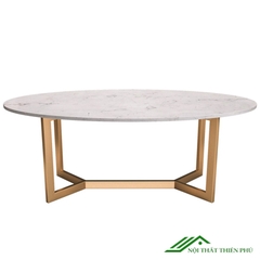 Bàn trà sofa mặt đá vân mây đẹp oval - BT 56