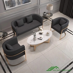 Bàn trà sofa mặt đá vân mây đẹp oval - BT 56