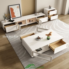 Bàn trà sofa tối giản màu trắng - BT 104