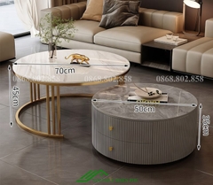 Bàn tròn sofa đôi mặt đá phòng khách - BT 91