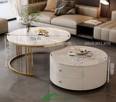 Bàn tròn sofa đôi mặt đá phòng khách - BT 91