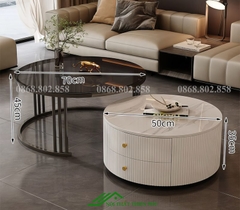 Bàn tròn sofa đôi mặt đá phòng khách - BT 91