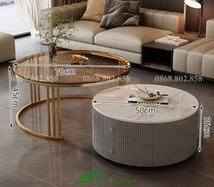 Bàn tròn sofa đôi mặt đá phòng khách - BT 91