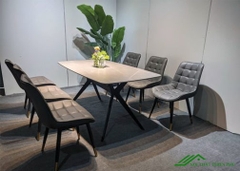 Bộ bàn ăn 6 ghế Loft mặt Ceramic giá rẻ - BA 34