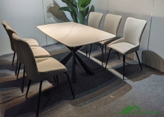 Bộ bàn ăn 6 ghế mặt đá Ceramic nhập khẩu - BA 35