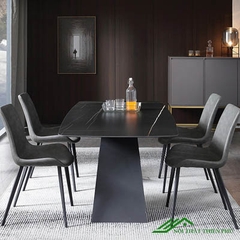 Bộ Bàn Ăn Mặt Đá Hiện Đại Chân Chữ V - BA 78