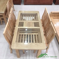 Bàn ăn 6 ghế gỗ sồi nga màu sáng - BA 03