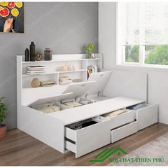 Giường ngủ kèm kệ trang trí và ngăn kéo - GN 03