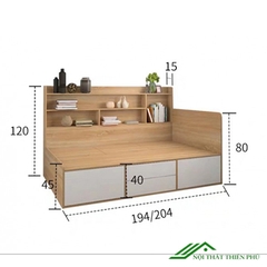 Giường Ngủ Hiện Đại Có Phản Lật, Kệ Trang trí và Ngăn Kéo 1m6 - GN 68
