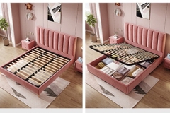 Giường ngủ bọc nệm nỉ hiện đại 1m6  - BD 12