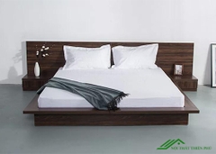 Bộ Giường Gỗ Đẹp Kiểu Nhật Đầu Tràn 1m6 - GN 59