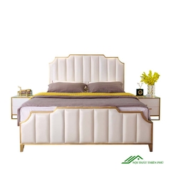 Giường Ngủ Bọc Đệm Mạ Viền Vàng Hiện Đại - BD 13