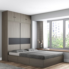 Giường Ngủ Liền Tủ Quần Áo Giá Rẻ - GT 01