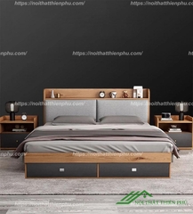 Giường ngủ nhỏ gỗ bọc đệm Bắc Âu - GN 27
