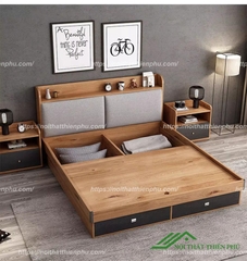 Giường ngủ nhỏ gỗ bọc đệm Bắc Âu - GN 27