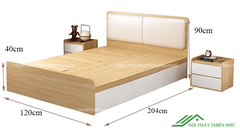 Giường 1m2 bọc đệm 3 ngăn kéo - GN 09
