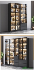 Kệ sách kết hợp cửa kính sang trọng - KS 10