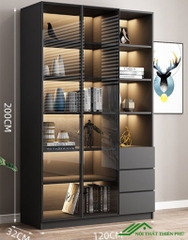 Kệ sách kết hợp cửa kính sang trọng - KS 10