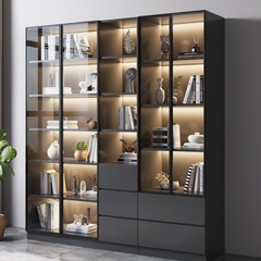 Kệ sách kết hợp cửa kính sang trọng - KS 10