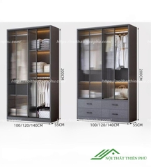 Tủ quần áo kính hiện đại đẹp - QA 113