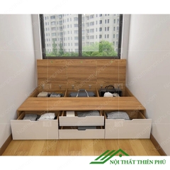 Giường ngủ kèm kệ trang trí và ngăn kéo - GN 03
