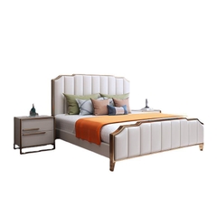 Giường Ngủ Bọc Đệm Mạ Viền Vàng Hiện Đại - BD 13