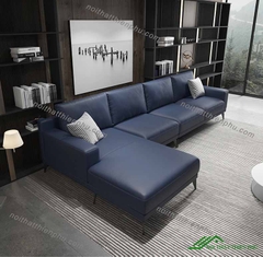 Sofa da góc tay vuông tựa đầu - SF 90