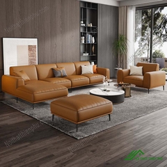 Ghế Sofa Da Chữ L Màu Da Bò - SF 97