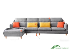 Sofa Góc Khung Gỗ Tự Nhiên Bọc Nỉ Giá Rẻ - SF 54