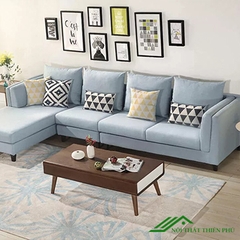 Sofa Góc Gỗ Tự Nhiên Bọc Nỉ Giá Rẻ - SF 55