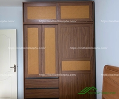 Tủ áo cửa lùa điểm cánh mây nổi bật - QA 96