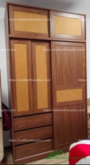 Tủ áo cửa lùa điểm cánh mây nổi bật - QA 96