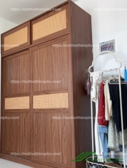 Tủ áo cửa lùa điểm cánh mây nổi bật - QA 96