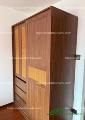 Tủ áo cửa lùa điểm cánh mây nổi bật - QA 96