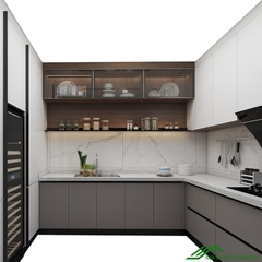 Tủ bếp chữ L gỗ công nghiệp hiện đại - TB 24