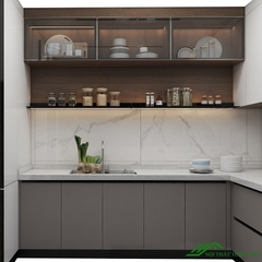 Tủ bếp chữ L gỗ công nghiệp hiện đại - TB 24